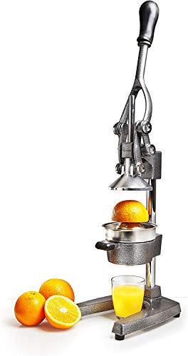 Lumaland Presse Agrume Manuelle en Inox – Presse Fruits, Citrons et Oranges Acier Inoxydable – Manuel Levier – Extracteur de jus – Nettoyage Facile – Jus et Cocktails - Gris Acier