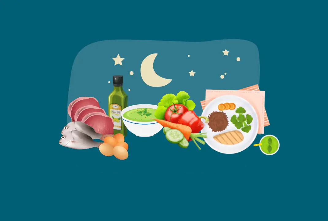 nutrition : fruit, œufs, viande les composantes d'un bon repas pour le soir